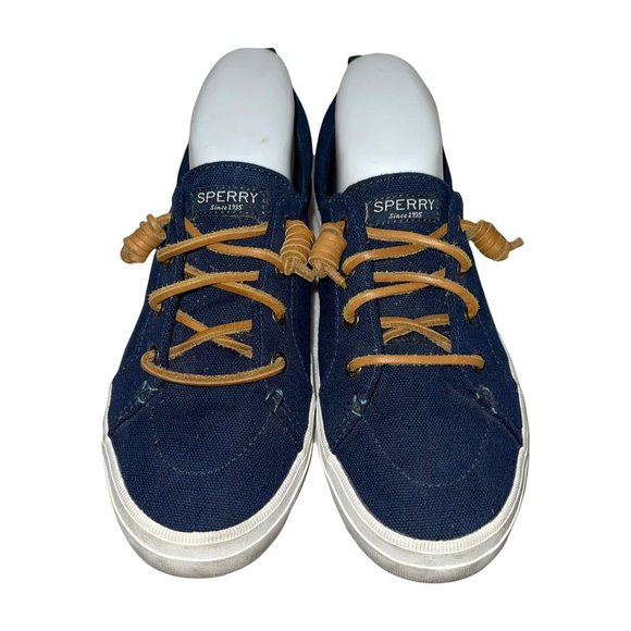 Sperry Top-Sider Navy Blue Canvas Leather Rope Slip On Loafers Women's 8M - Picture 3 of 10